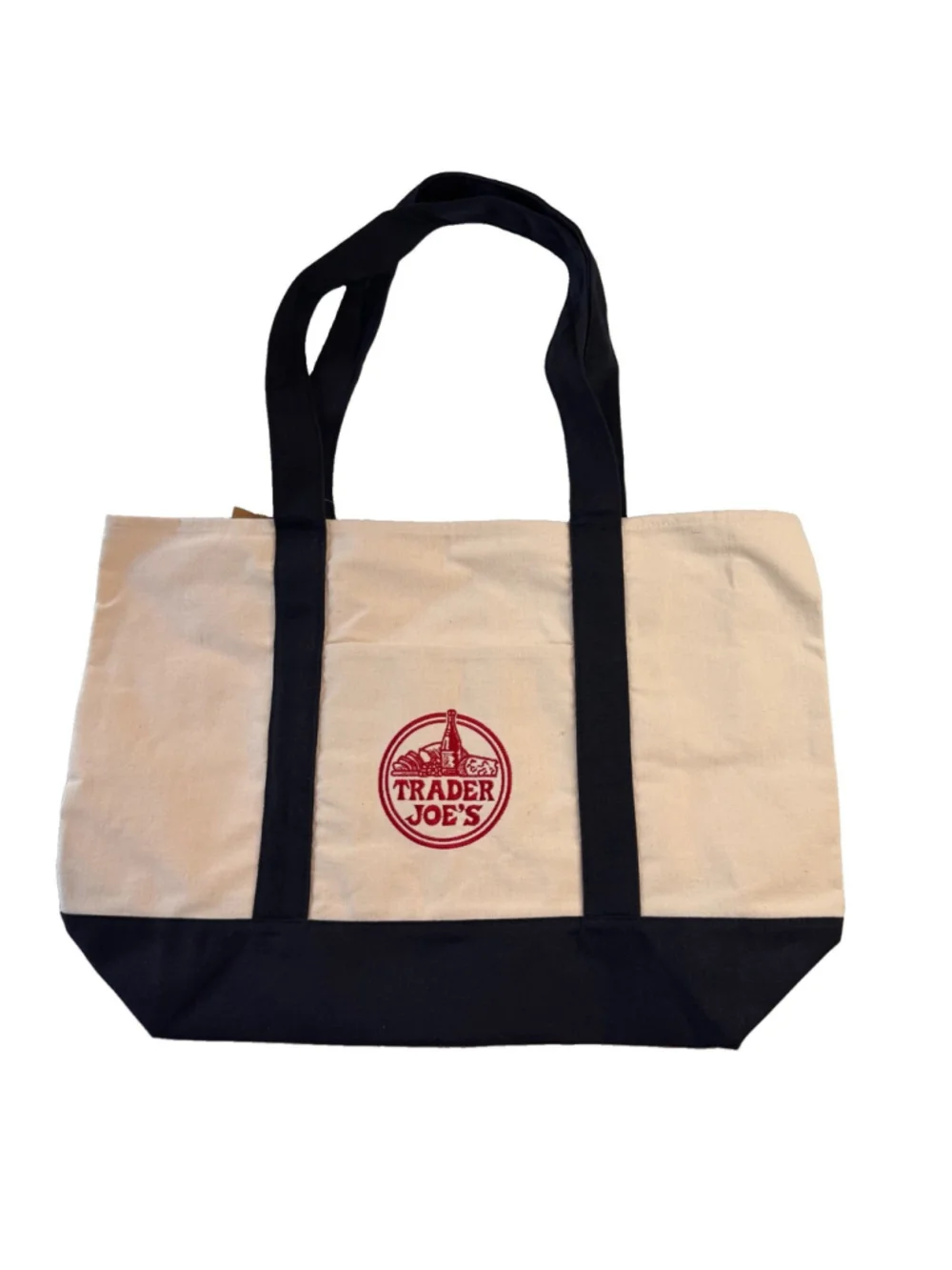 NWT Trader Joe's Large Canvas Tote Bag Navy Blue Reusable Authentic
